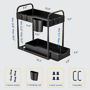 Under Sink Organizer Adjustable Height Under Sink Organizers and Storage 2-Tier Under Cabinet