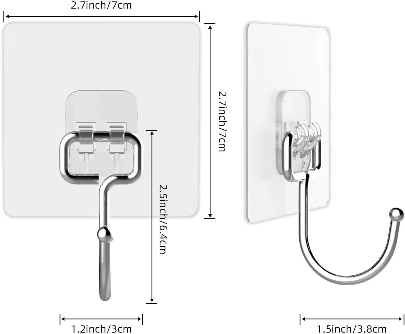 Adhesive Hooks for Hanging Heavy Duty Wall Hooks Self Adhesive Sticky Waterproof Transparent Hook for Keys Workshop Door