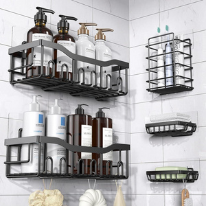 Adhesive Shower Organizer Shelves for Bathroom&Kitchen,No Drilling Large Capacity Rustproof Stainless Steel Bathroom Organizer