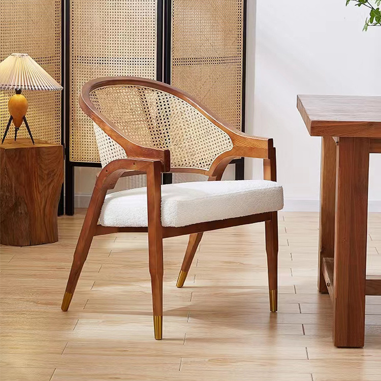 Wholesale Ash Restaurant Cane Wood Hotel Luxury Modern Rattan Dining Chair With Arms rattan dining chairs