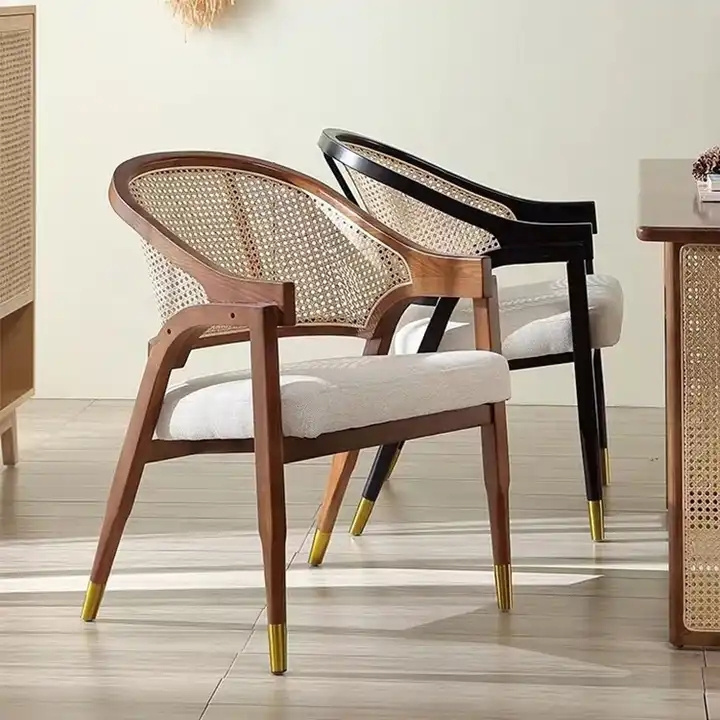 Wholesale Ash Restaurant Cane Wood Hotel Luxury Modern Rattan Dining Chair With Arms rattan dining chairs