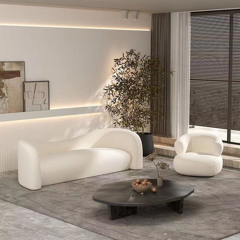 Light luxury arc rental house accommodation apartment office reception living room small apartment lamb velvet sofa