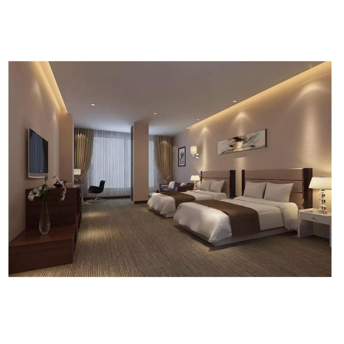 Customized Modern Design Marriott Hotel Furniture 5 Star Guest Room Hotel Furniture Modern King Bed Hotel Bedroom Furniture Set