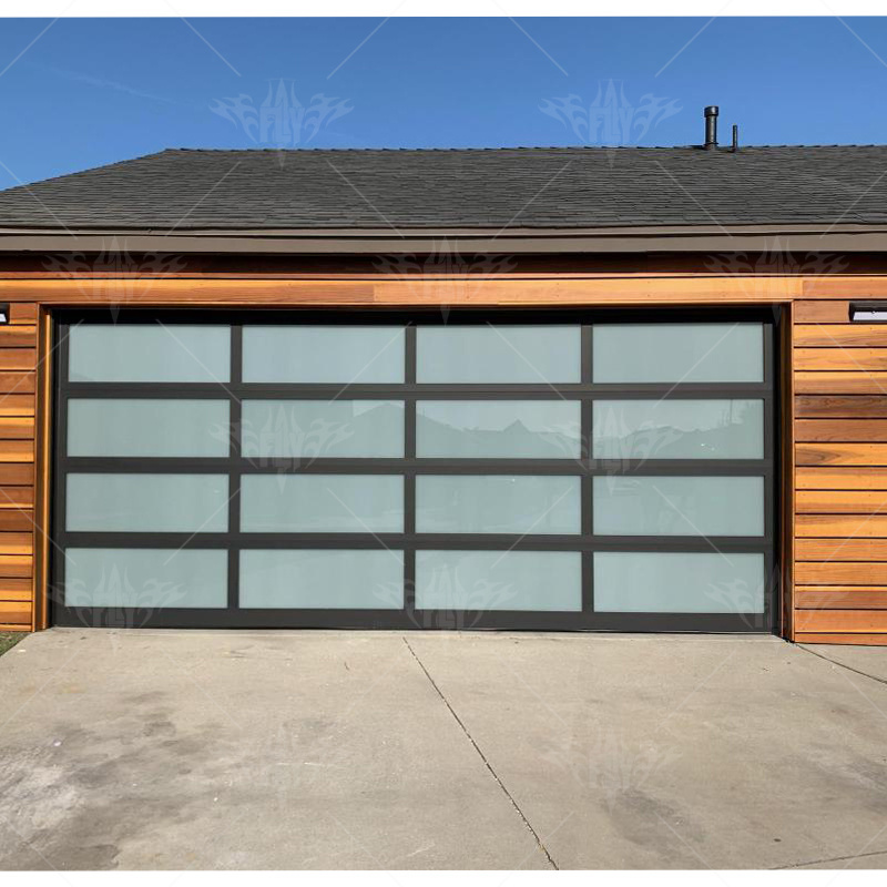 Low price modern residential automatic black aluminum benefit glass sectional garage door