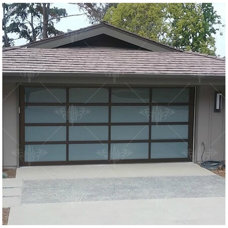 Low price modern residential automatic black aluminum benefit glass sectional garage door