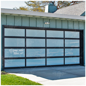 Low price modern residential automatic black aluminum benefit glass sectional garage door