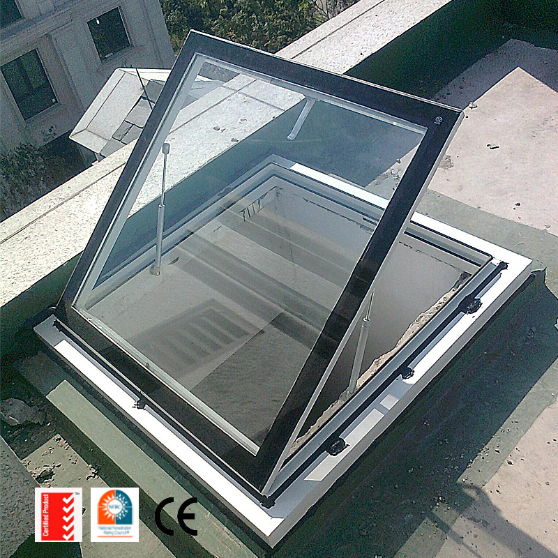 Hot Sale Waterproof Motorized Aluminium Glass Roof Skylight Top Open Sky Ceiling Skylight Roof Window Skylight