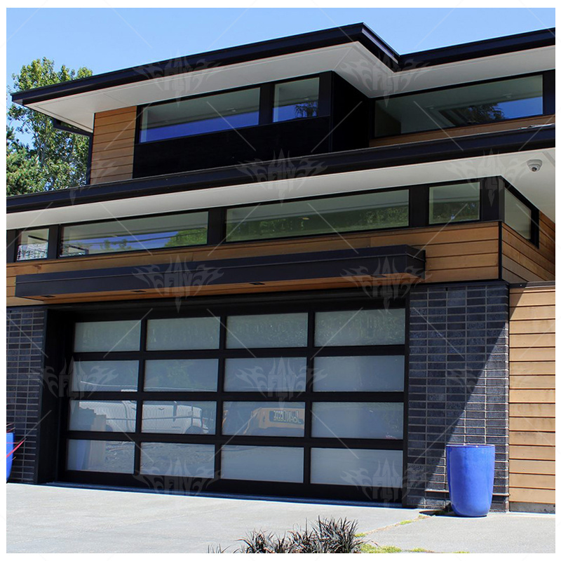 Low price modern residential automatic black aluminum benefit glass sectional garage door