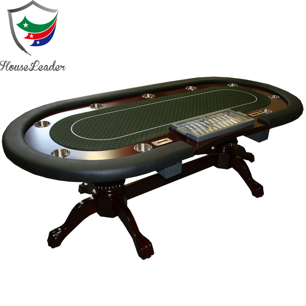 Professional 96 inch luxury  casino wholesale used wooden oval dinning top drop boxes cup holder poker table