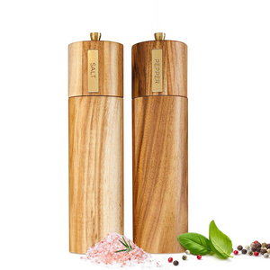 Premium luxury high quality mill wooden customizable abrasives acacia wood salt and pepper grinder set