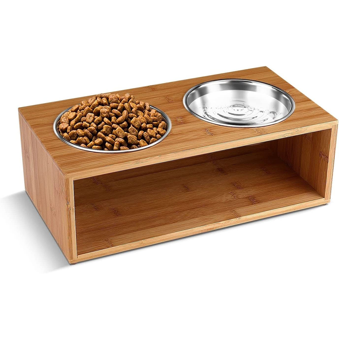 Elevated Dog Bowl Wooden Stand Raised Dog Bowl Holder Pet Feeding Station Dish Riser Tall Food and Water Platform