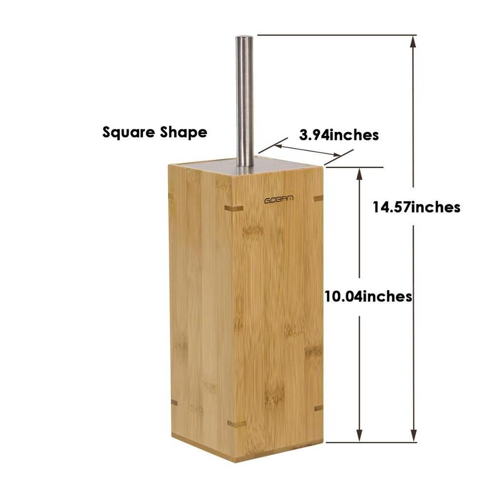 Custom eco-friendly modern unique best bathroom bamboo wooden toilet brush holder set stainless steel toilet cleaner brush cheap