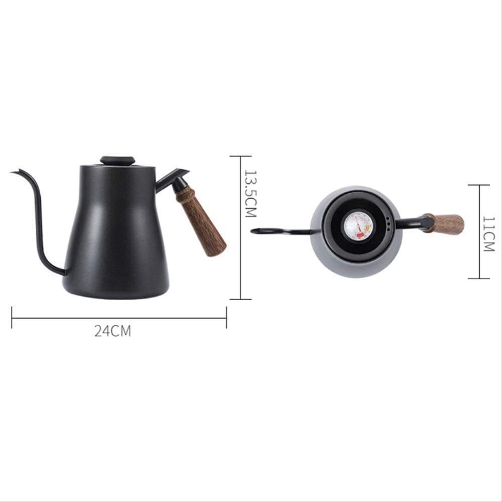 Wood Holder 800ML 304 Stainless Steel Pour Over Coffee Drip Kettlecoffee Thermometer Hight Quality Gooseneck Coffee Drip Pot