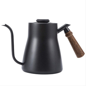 Wood Holder 800ML 304 Stainless Steel Pour Over Coffee Drip Kettlecoffee Thermometer Hight Quality Gooseneck Coffee Drip Pot