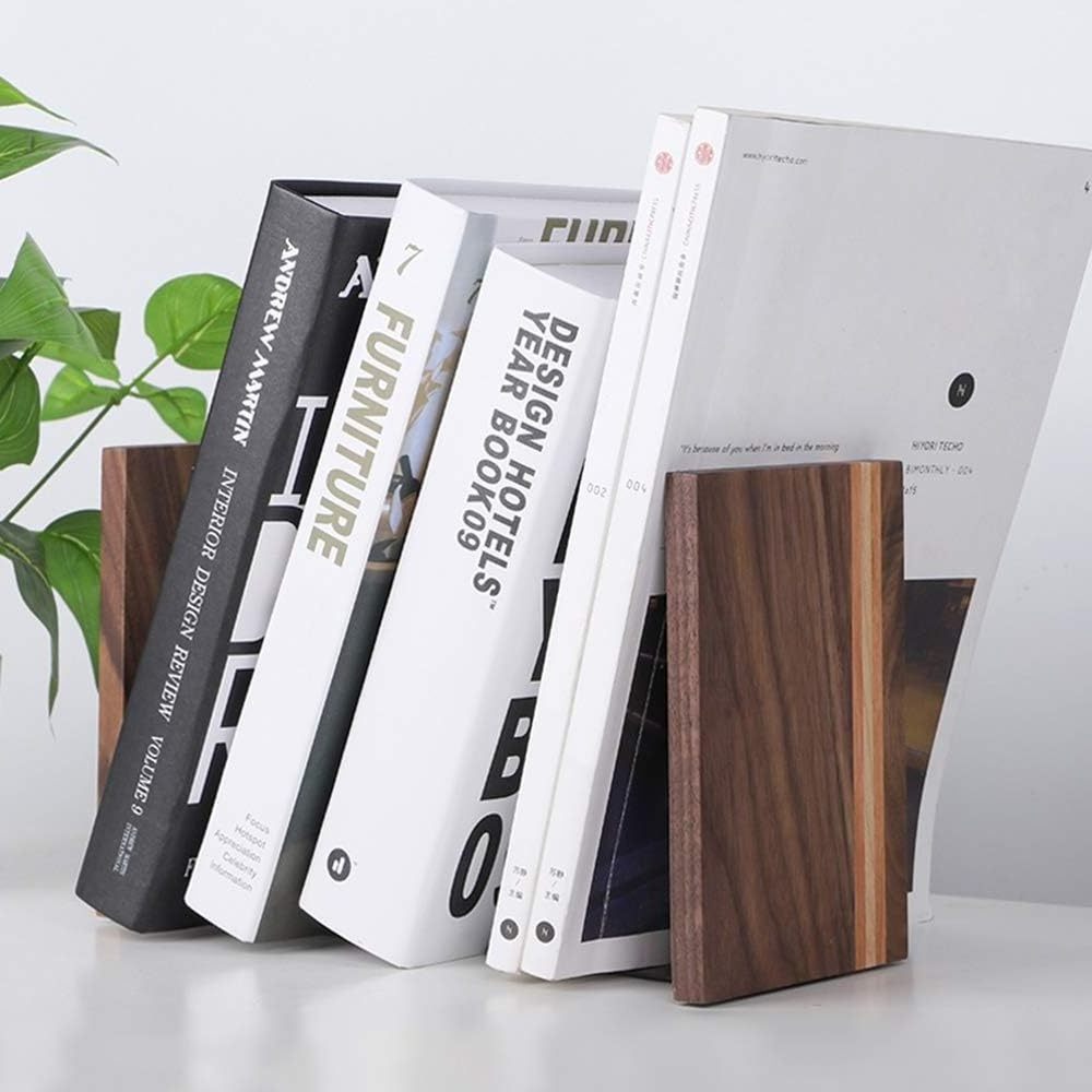 Wood Artist Bookends Decorative Bookshelf Bookend Desktop Organizer Books Holder Home Office School Table Countertop Decor