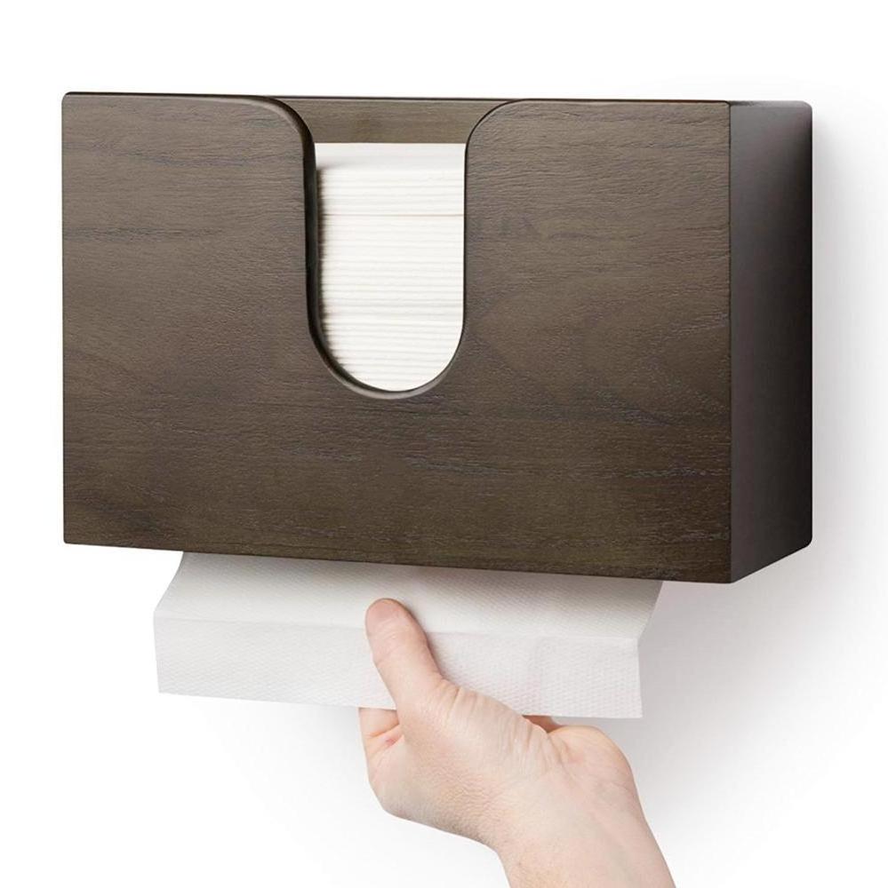 Houselin Bamboo Wood Wall Mount  m c fold Paper Towel Dispenser Holder Commercial for Toilet Bathroom Kitchen Restroom rustic