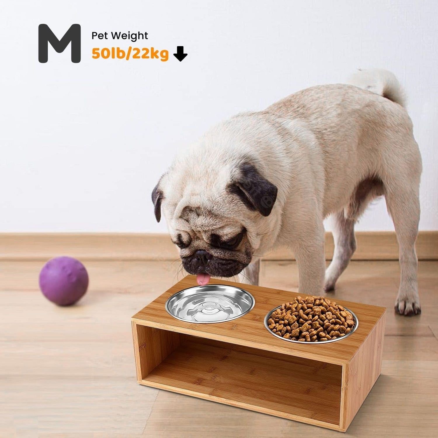 Elevated Dog Bowl Wooden Stand Raised Dog Bowl Holder Pet Feeding Station Dish Riser Tall Food and Water Platform