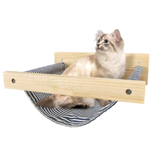 Hammock Wall Mounted Large Cats Shelf with Removable Fabric Wooden Kitten Furniture Hanging Bed Perches Shelf Cat Climbing Frame