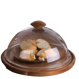 Acacia Serving with Circular Cover Cheese Board Round Chopping block Acrylic Dome tray with Lid Cake Bread storage platter