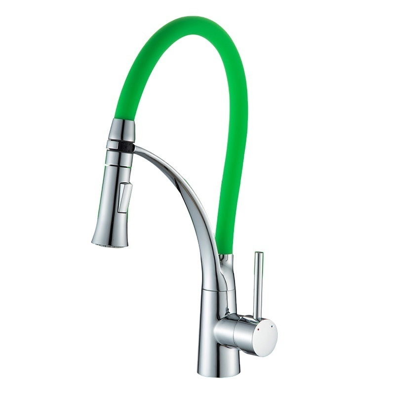 Kitchen Gooseneck Sink Faucet With Bule Green Orange Black Silver Colors