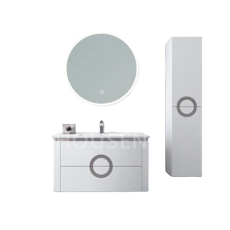 Euro Style Furniture Wall Hung Single Ceramic Basin Sink Bathroom vanity