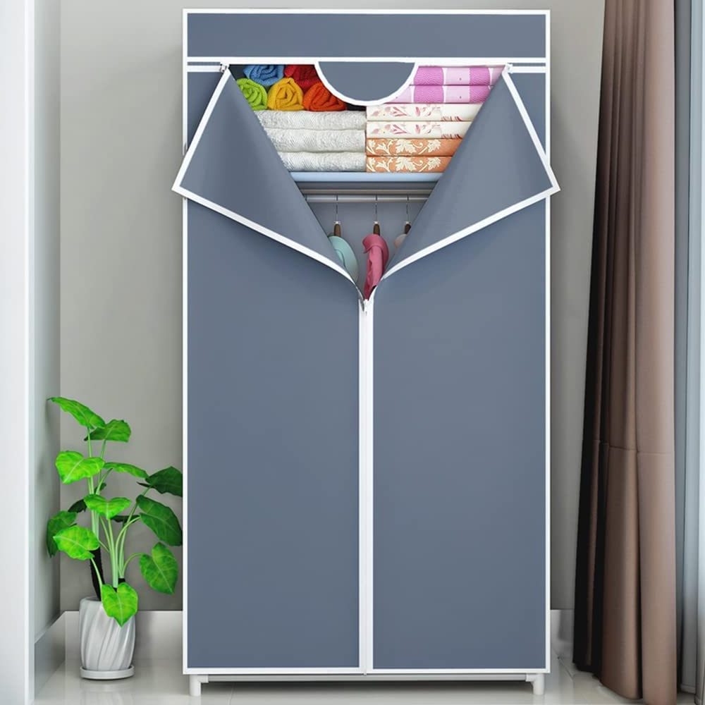 Latest wardrobe storage organizer zipper door design Free standing Non-woven Fabric closet Wardrobe