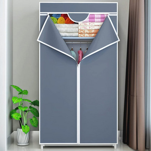 Latest wardrobe storage organizer zipper door design Free standing Non-woven Fabric closet Wardrobe