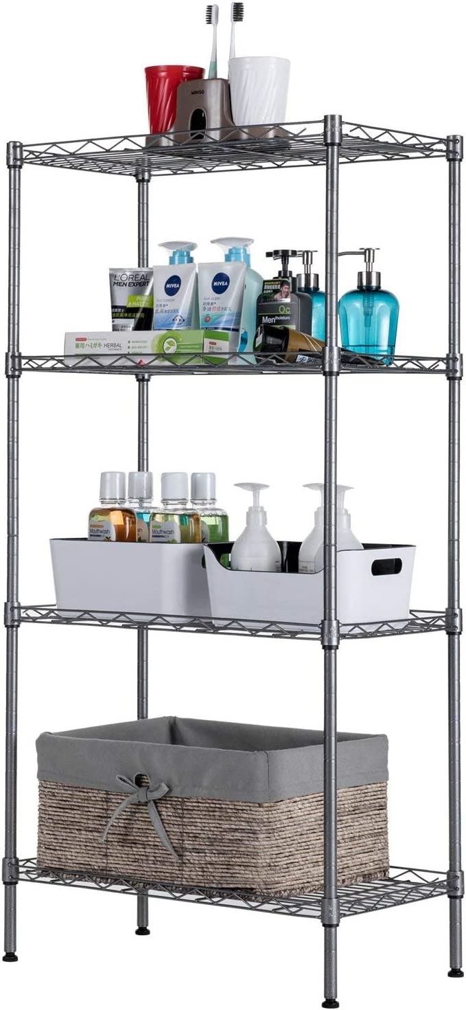 Laundry Kitchen shelf Multi functional multi layer 4 Tier Adjustable Storage Shelf Metal Storage Rack Wire Shelving Unit