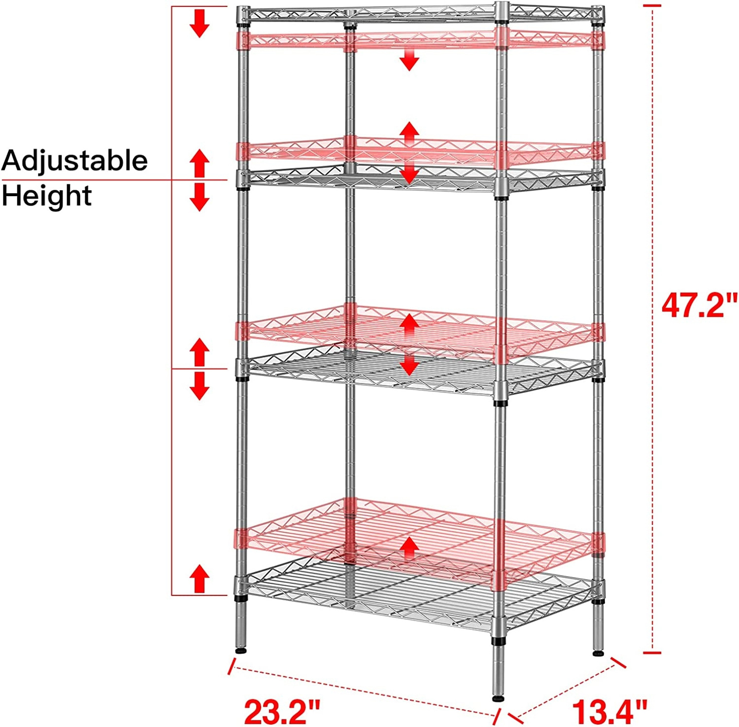 Laundry Kitchen shelf Multi functional multi layer 4 Tier Adjustable Storage Shelf Metal Storage Rack Wire Shelving Unit