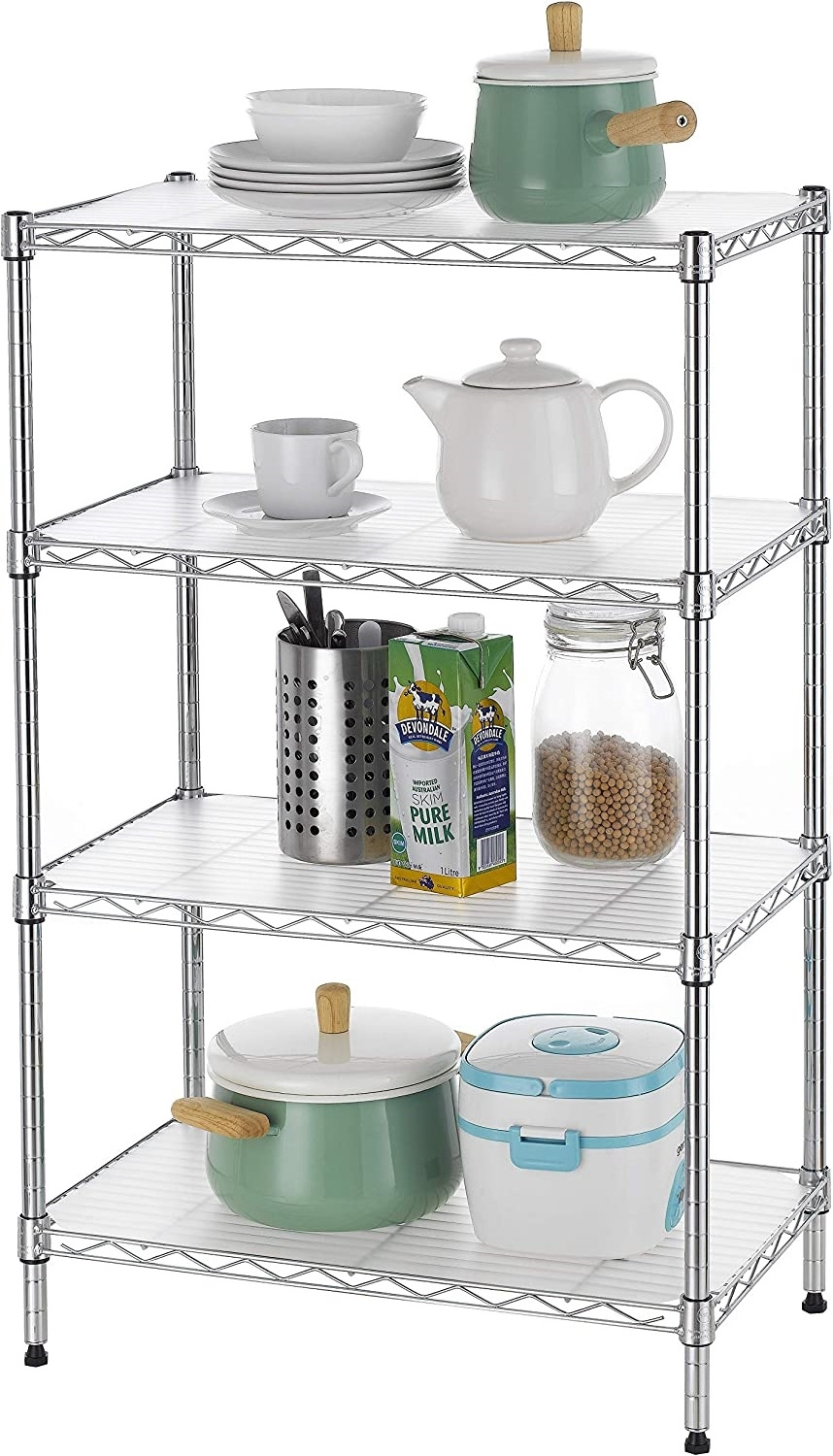 Cheap Durable Easy Assemble Chrome Wire Shelf 5 Tier Kitchen Storage Shelf Adjustable Wire Shelving