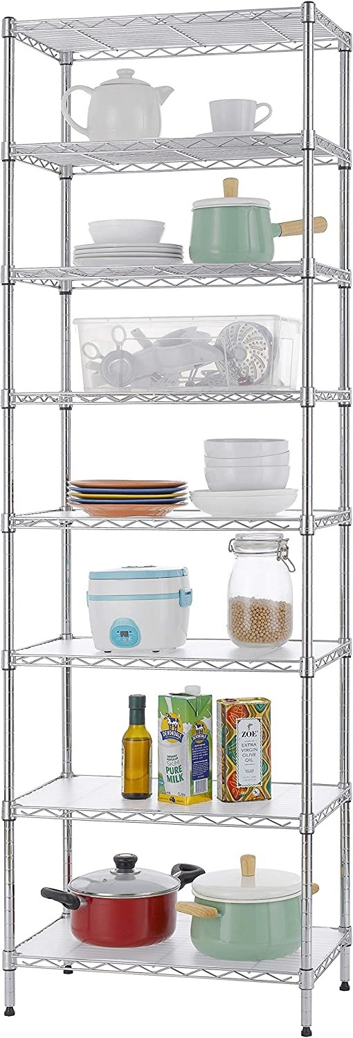 Cheap Durable Easy Assemble Chrome Wire Shelf 5 Tier Kitchen Storage Shelf Adjustable Wire Shelving