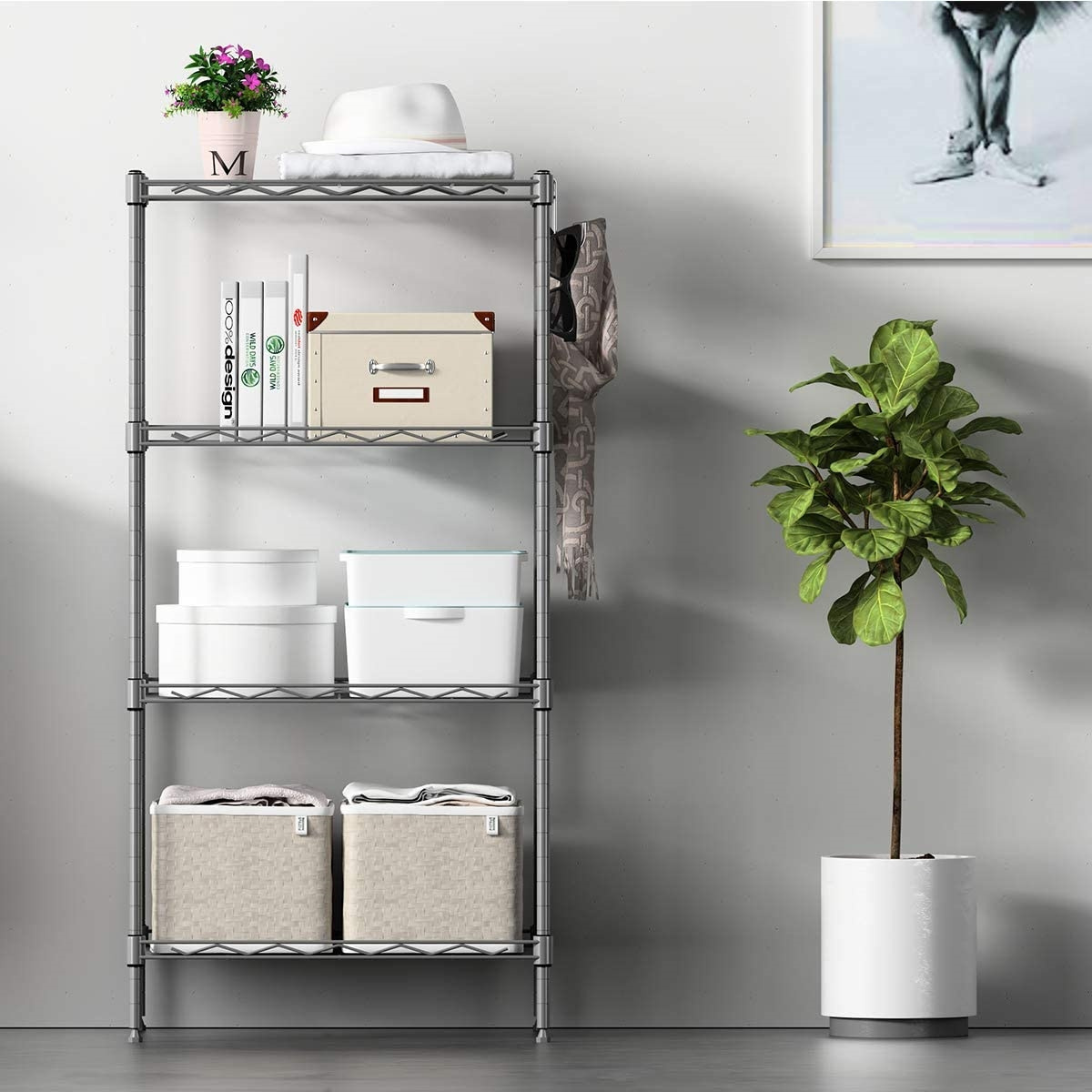 Home Garden Storage multi layer Customized 4 Tier Shelf Shelving Units, Multipurpose Metal Modern Small Storage Rack