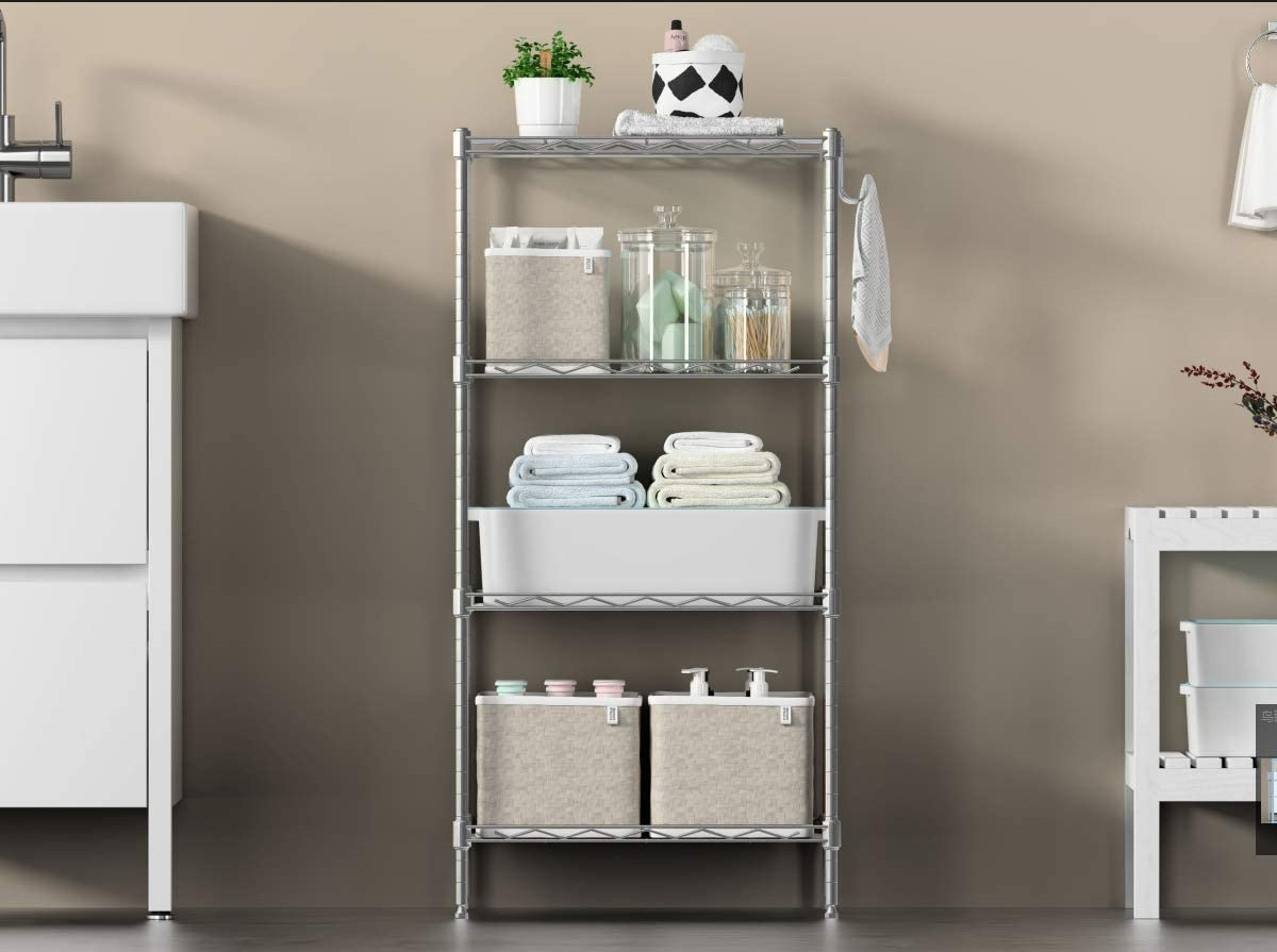 Home Garden Storage multi layer Customized 4 Tier Shelf Shelving Units, Multipurpose Metal Modern Small Storage Rack