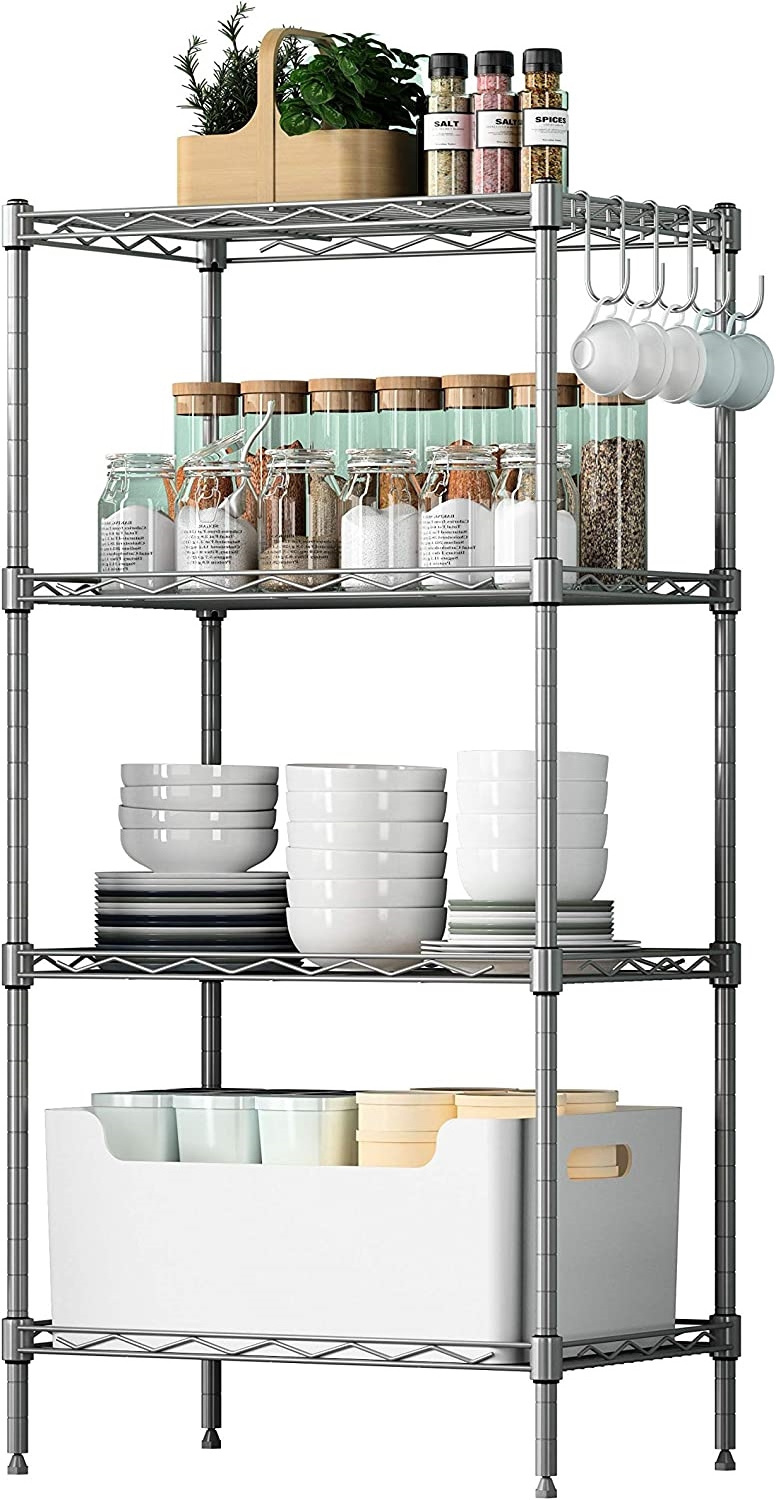 Home Garden Storage multi layer Customized 4 Tier Shelf Shelving Units, Multipurpose Metal Modern Small Storage Rack