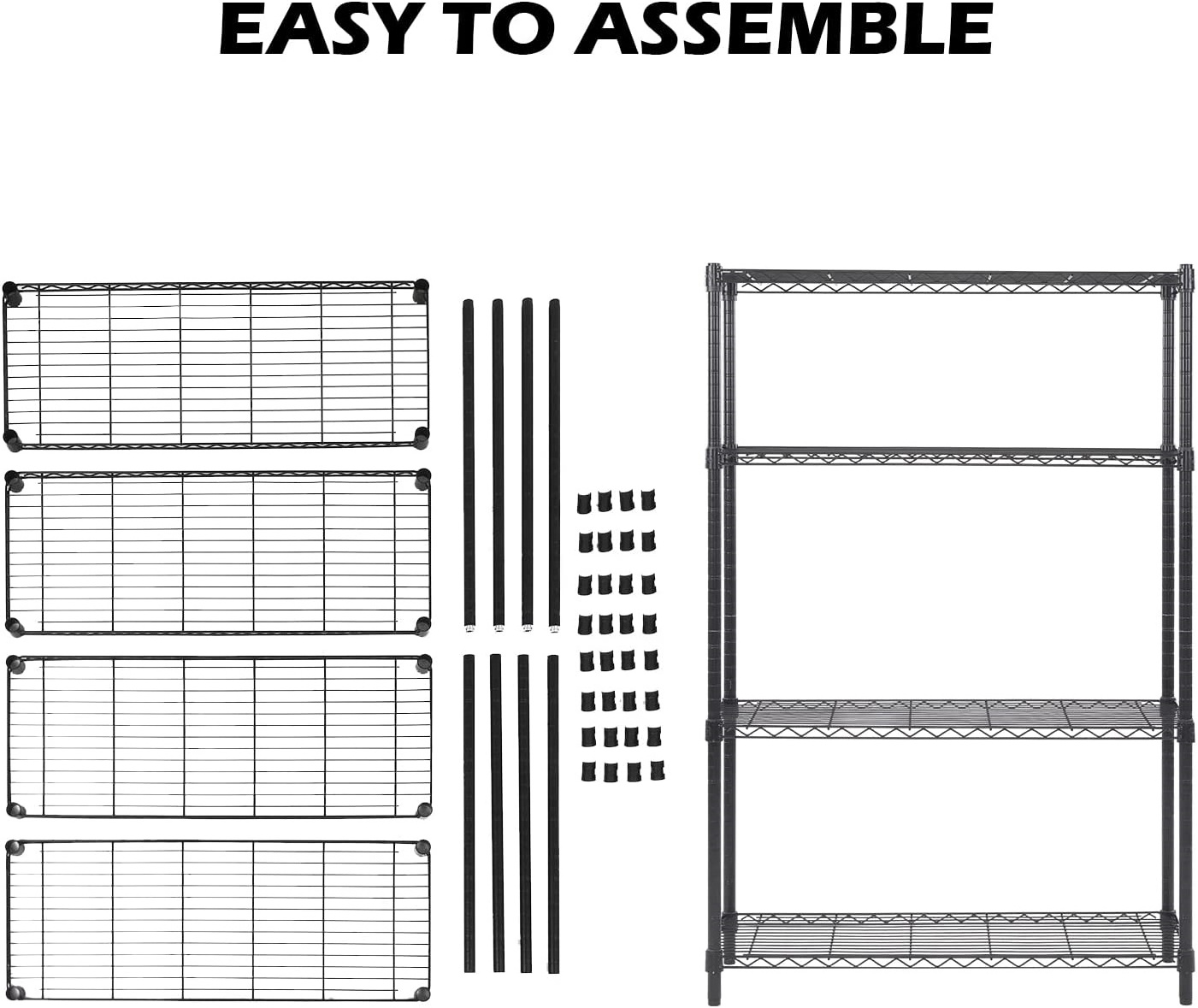 Laundry Kitchen shelf multi layer 4 Tier Height Adjustable Garage Storage Shelves Metal Storage Rack Wire Shelving Unit