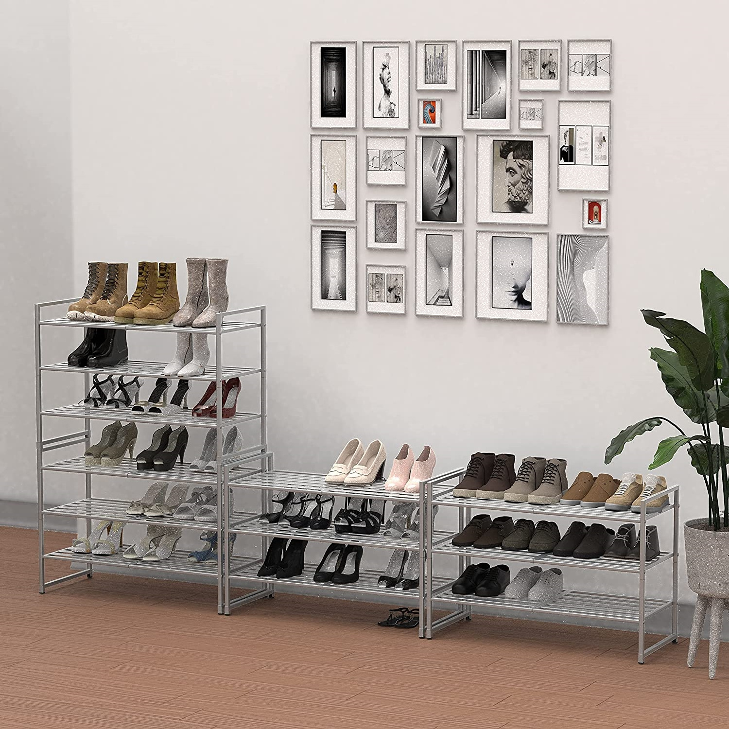 Hot selling simple Large Capacity Easy Installation 3-Tier Stackable Shoes Rack Organizer Shelf