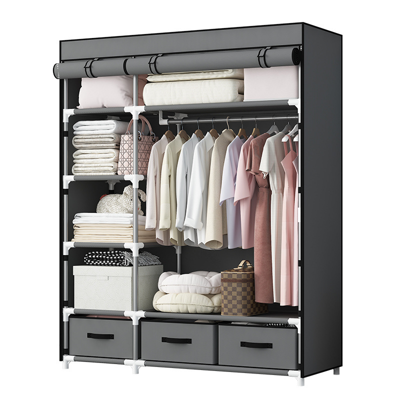 Clothes Closet Free standing Garment Organizer with Sturdy Fabric Cover