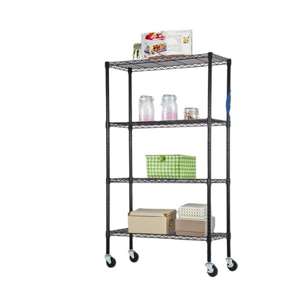 Easy Installation Heavy Duty Metal 4-Shelf Adjustable NSF Wire Shelf Storage Shelves with Wheels