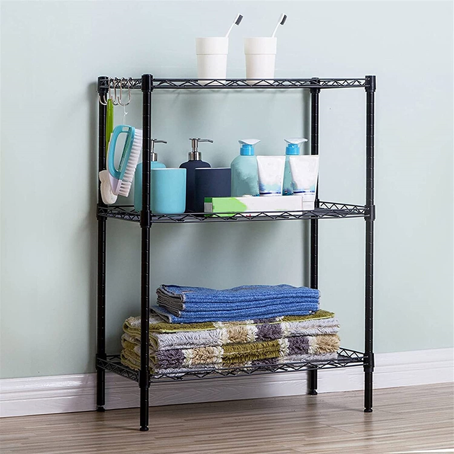 Heavy Duty Metal Shelves Wire Rack Shelving Unit, Adjustable Storage Shelves with Wheels for Home kitchen Garage