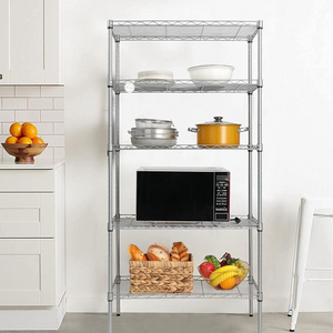 Standing Organizer Kitchen Restaurant 5 Tier Wire Shelving, Adjustable 5-Shelf Metal Garage Storage Rack