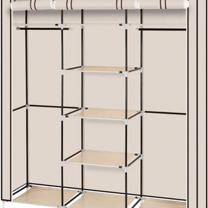 Portable Cube Simple Wardrobe Non-woven Wardrobe Double Rod Storage Rack Waterproof Storage Organizer Closet