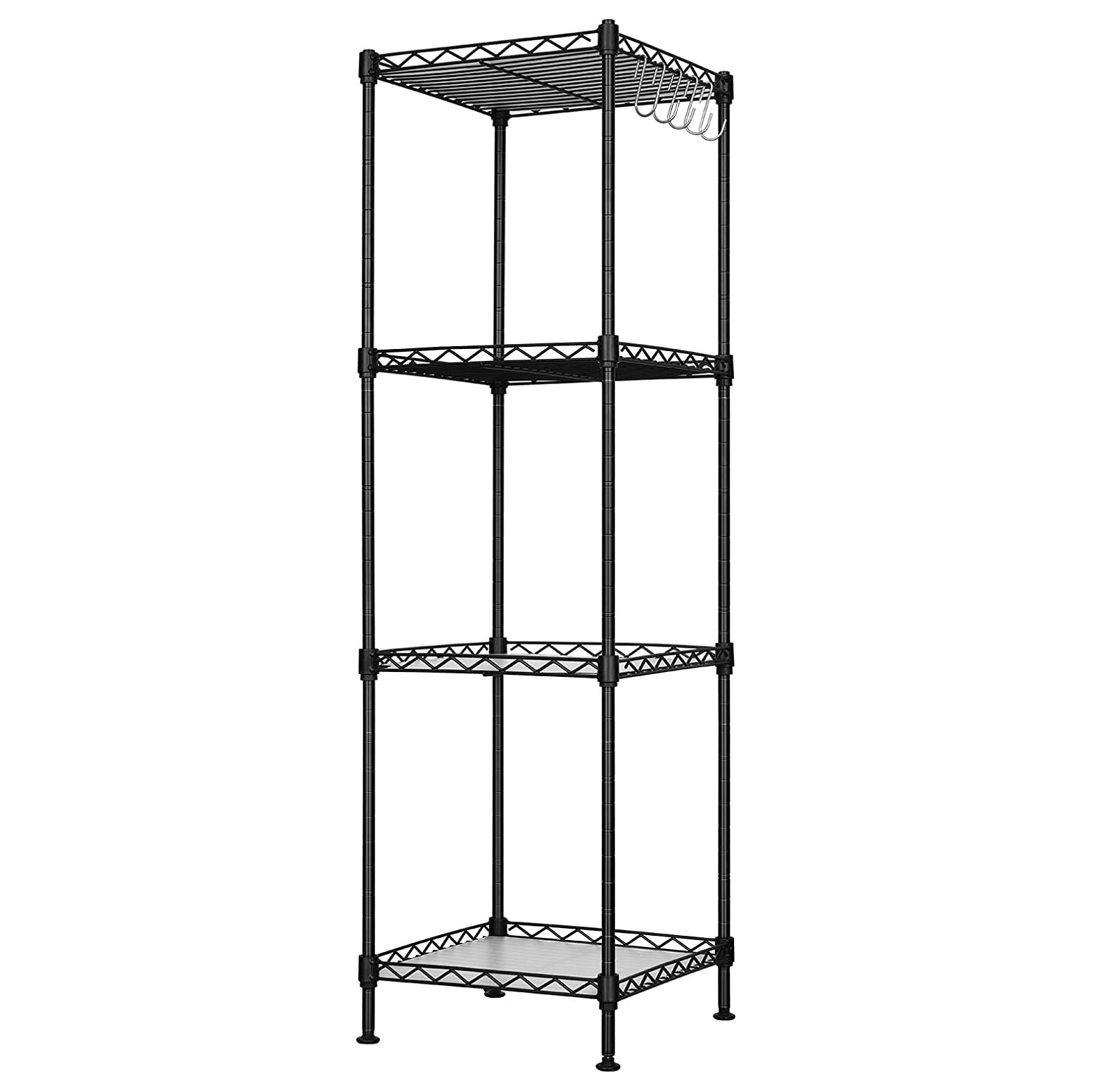 Multipurpose Easy Installation Square Stand 4-Tier Wire Shelving Unit Metal Storage Rack Adjustable Organizer Storage Shelves