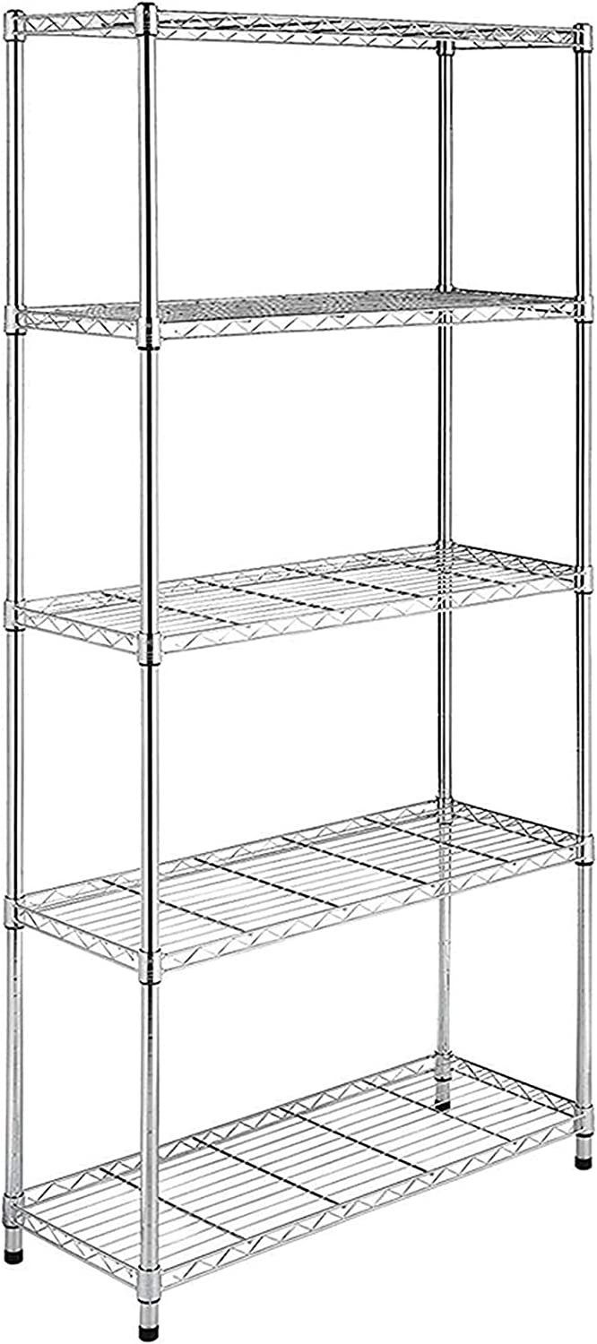 Standing Organizer Kitchen Restaurant 5 Tier Wire Shelving, Adjustable 5-Shelf Metal Garage Storage Rack