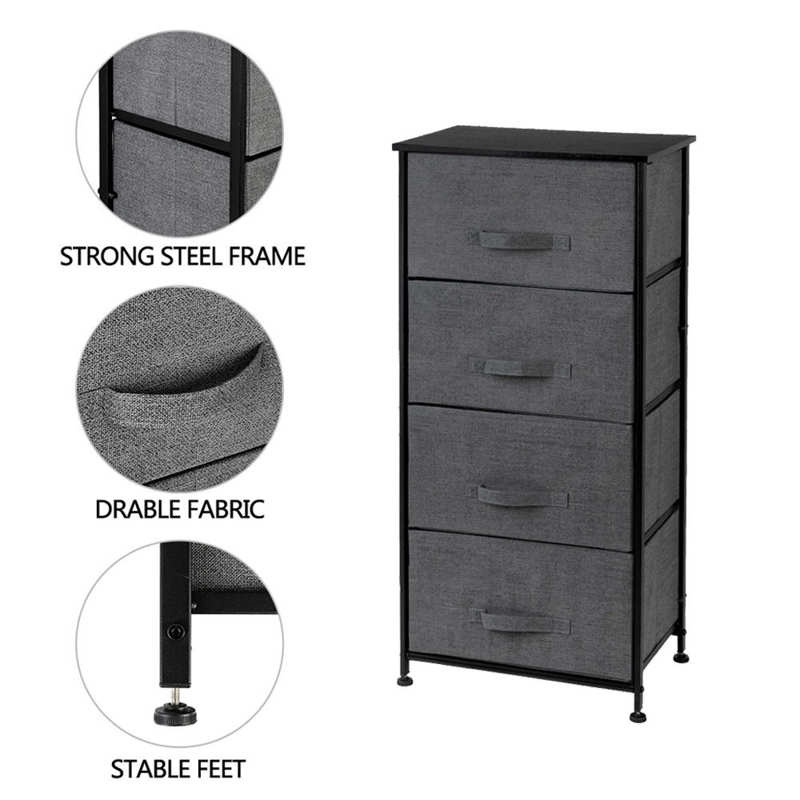 Factory Supply Different Color Home Bedroom Office Non-Woven Fabric 4 Layers Fabric Storage Drawer Unit