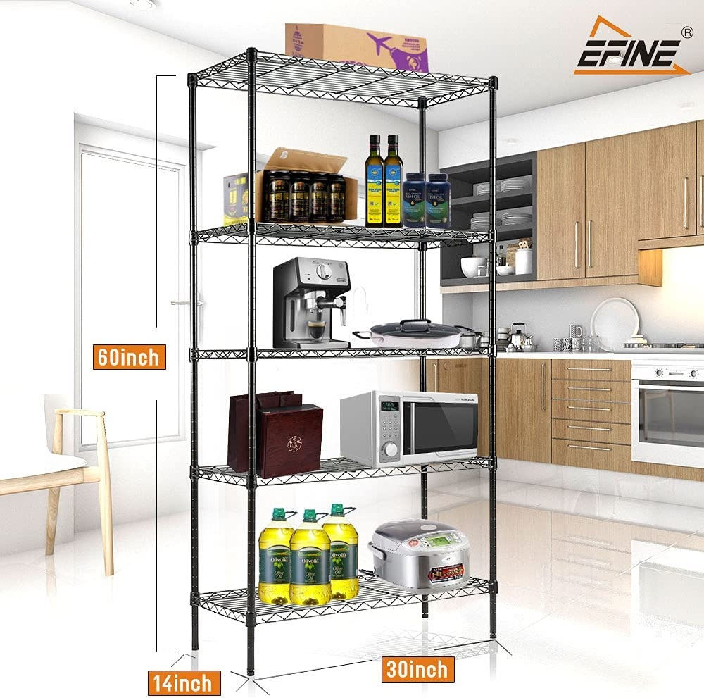 Wholesale kitchen organizer 5 Tier Adjustable Standing Storage Shelf Units Heavy Duty Metal Storage Shelves