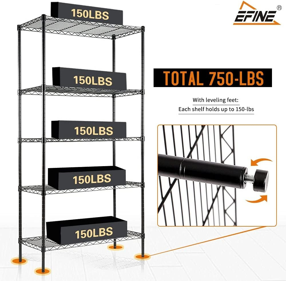 Wholesale kitchen organizer 5 Tier Adjustable Standing Storage Shelf Units Heavy Duty Metal Storage Shelves