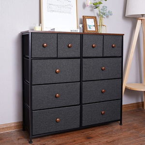 Standing Craft Modern Fabric 10 Drawers Metal Frame Storage Cabinet Organizer Unit for Bedroom Living Room