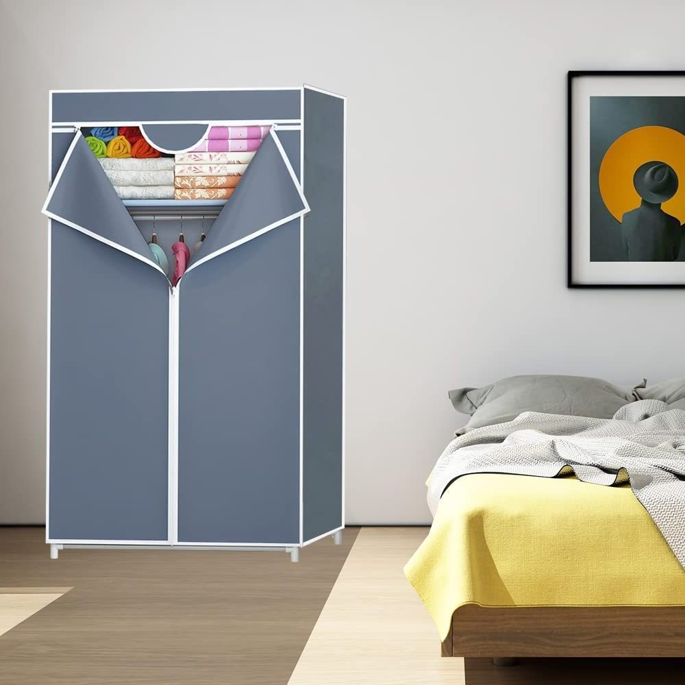 Latest wardrobe storage organizer zipper door design Free standing Non-woven Fabric closet Wardrobe