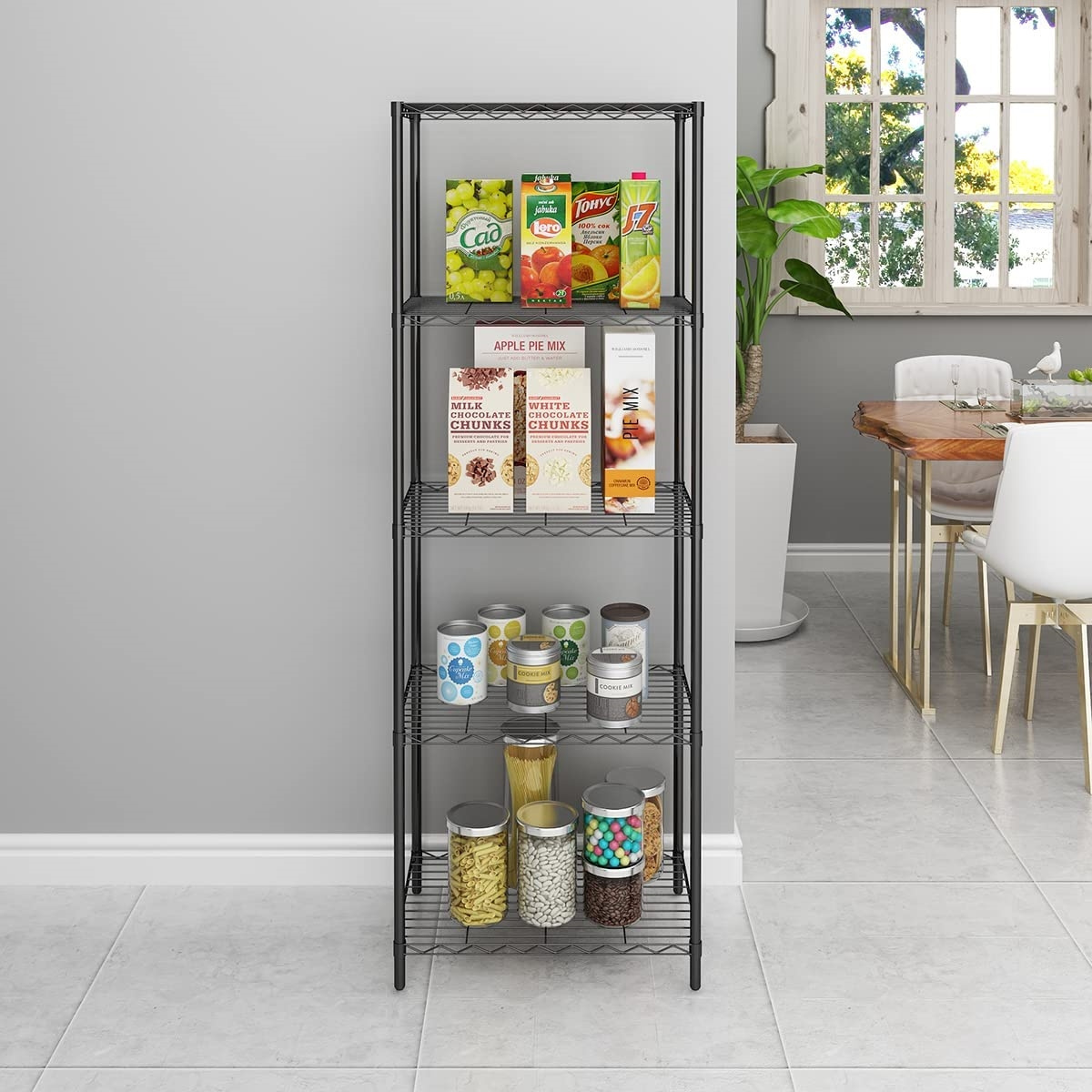 Easy Assemble 5-Tier Wire Shelving Unit, 5 Layers Tall Storage Shelves Metal Shelving Unit