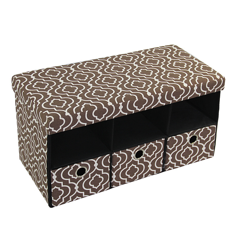 Customized high quality well sale bohemian folded stool lounge ottoman sofa shoe storage chair  bench with drawers